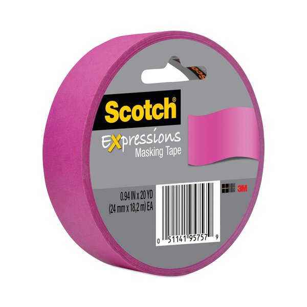 Scotch Expressions Masking Tape, 3" Core, 0.94" x 20 yds, Fuchsia 3437-PNK